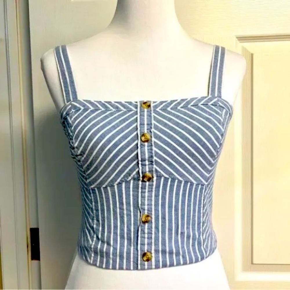 Abercrombie striped smocked back stretchy bustier tank